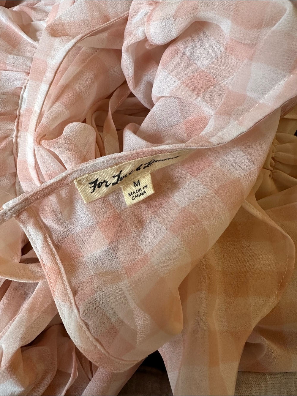 For Love & Lemons Peach and White Gingham Maxi Dress - Picture 5 of 10